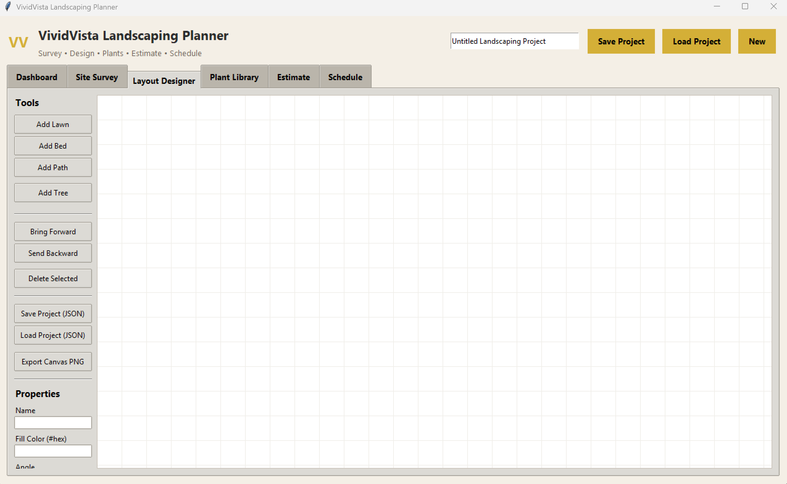 VividVista Landscaping Planner (Python Desktop App) – Yard Design, Plant Library, Estimates & Scheduling
