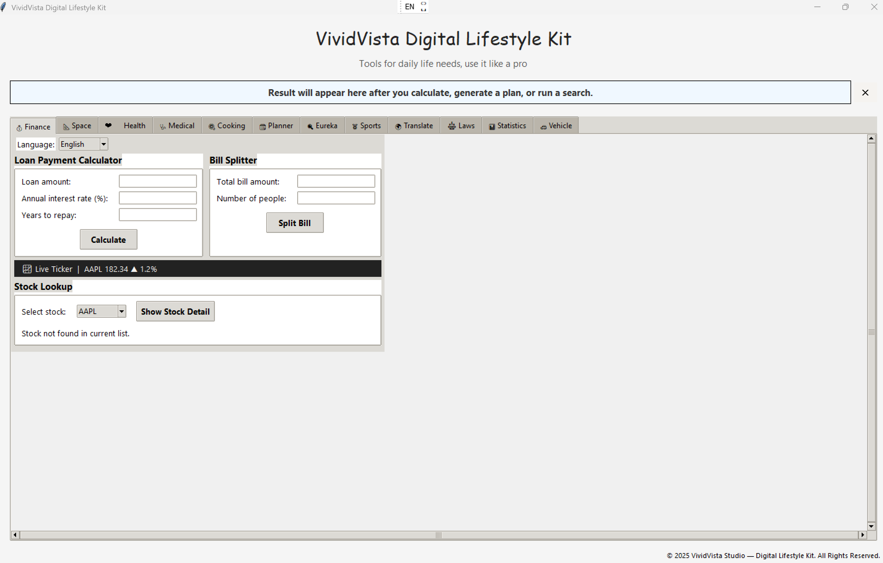 VividVista Digital Lifestyle Kit App – Multi-Tab Hub (Stocks • Sports • Health • Vehicle) – Digital Download