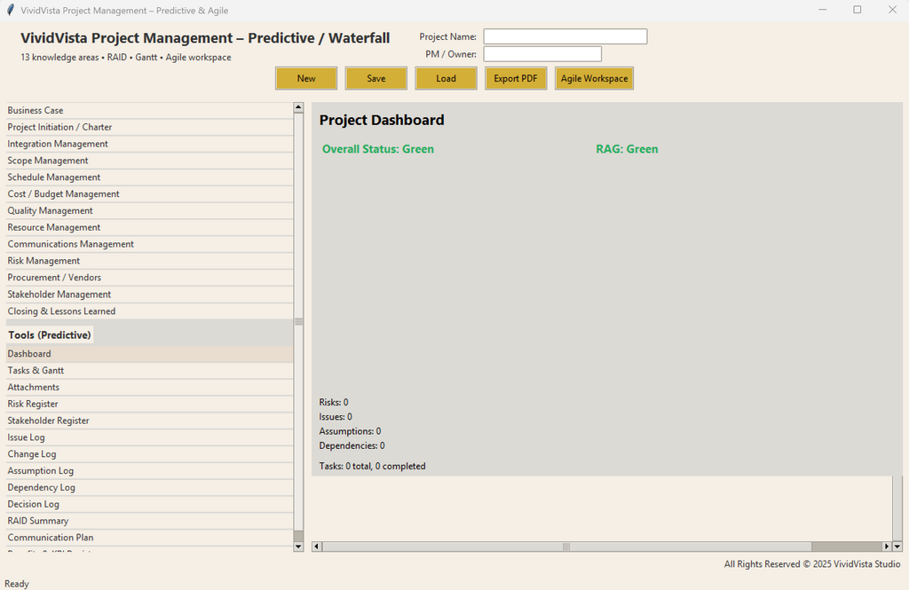 VividVista Project Management Desktop App – Waterfall + Agile Workspace (Digital Download)